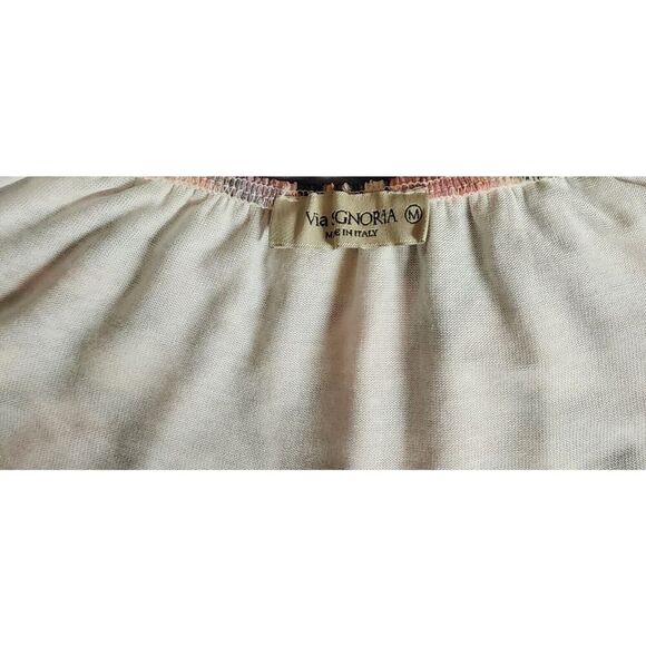 Via Signoria Women's Blue & Pink Floral Lined Dress Made in Italy Size Medium M - Picture 5 of 5